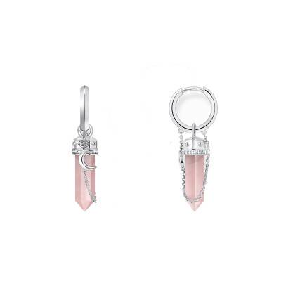 Créoles Cosmic Amulets Hexagone en Argent 925, Zircones Blancs et Quartz Rose - CR722-643-9 - Thomas Sabo