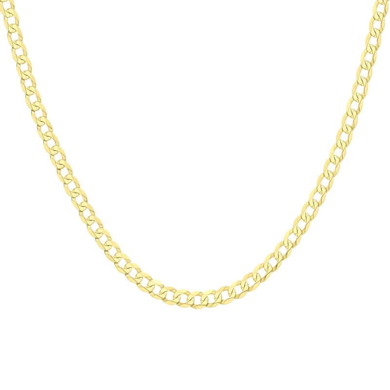 375 Yellow Gold Flat Curb Chain, Length 46 cm, Width 5.70 mm - Manillon
