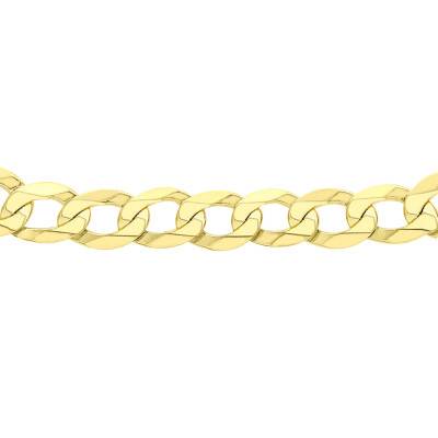 Chaîne Gourmette Plate Diamantée en Or Jaune 375, Longueur 46 cm, Largeur 5,70 mm - Manillon