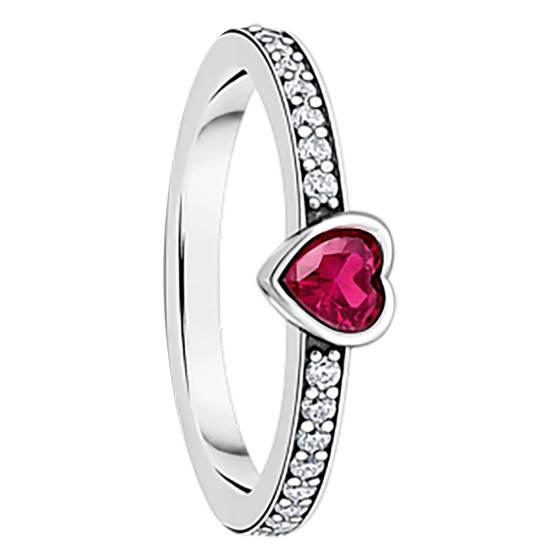 Bague Cœur Rose Solitaire En Argent 925 Avec Zircon Cubique - Taille 9, Occasion