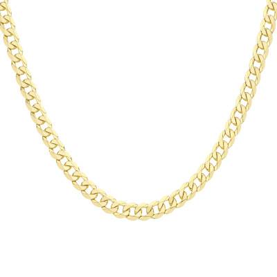 Chaîne Gourmette Plate Diamantée en Or Jaune 375, Longueur 51 cm, Largeur 7,10 mm - Manillon