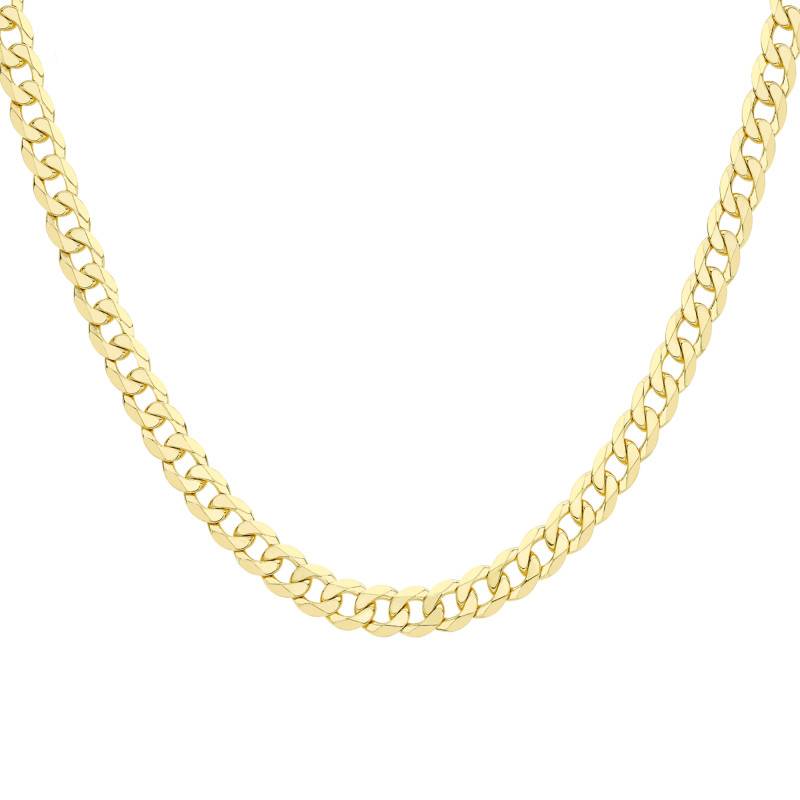 375 Yellow Gold Flat Curb Chain, Length 51 cm, Width 7.10 mm - Manillon