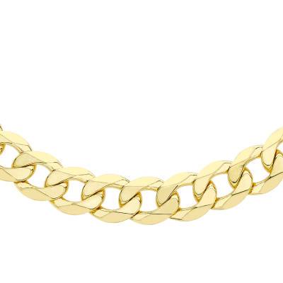 Chaîne Gourmette Plate Diamantée en Or Jaune 375, Longueur 51 cm, Largeur 7,10 mm - Manillon