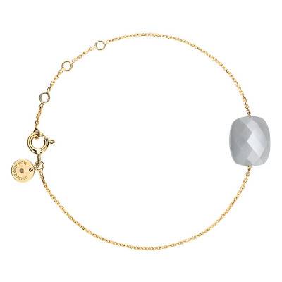 Bracelet Pierre de Lune Grise Coussin & Or Jaune 750, Longueur 17 cm - Morganne Bello