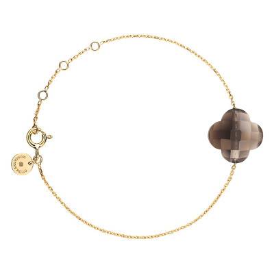 750/1000 Yellow Gold & Smoky Quartz Clover Bracelet, 17 cm Length - Morganne Bello