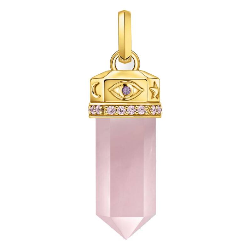 Yellow Gold-Plated & Rose Quartz Hexagon Cosmic Amulets Pendant - PE955-995-9 - Thomas Sabo