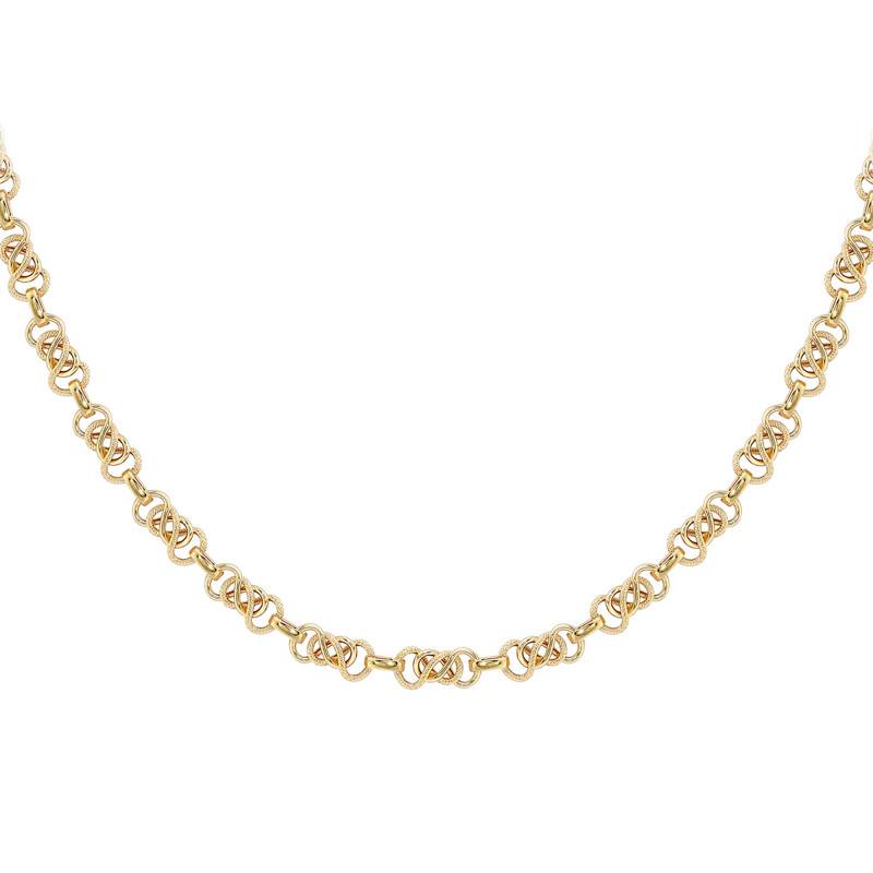 375 Yellow Gold Infinity Celtic Link Chain, Length 51 cm, Width 7.50 mm - Manillon