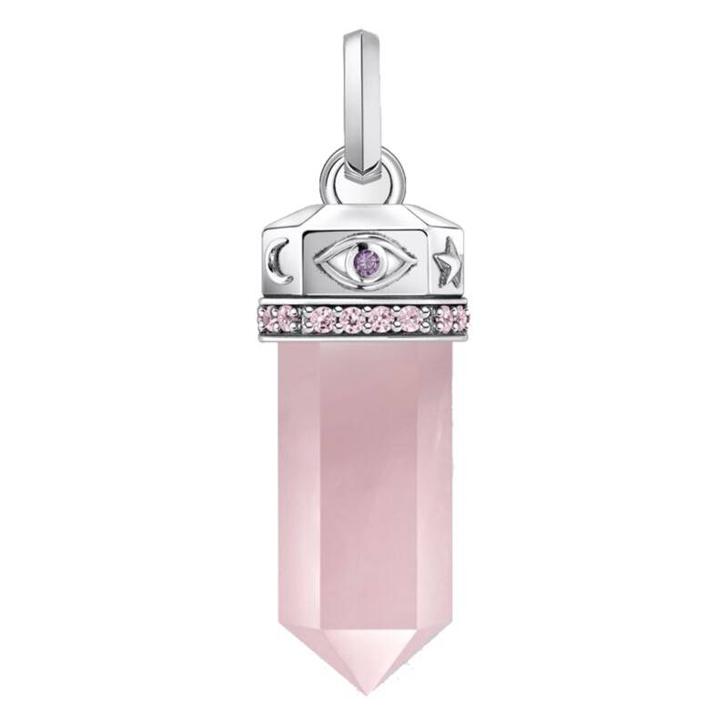 Cosmic Amulets Hexagon 925 Silver & Rose Quartz Pendant - PE955-640-9 - Thomas Sabo