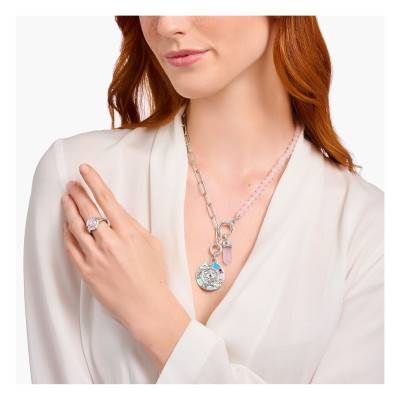 Cosmic Amulets Hexagon 925 Silver & Rose Quartz Pendant - PE955-640-9 - Thomas Sabo