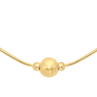 Collier Maille Serpentine & Boules en Or Jaune 375, Longueur 43 cm, Largeur 5 mm - Manillon