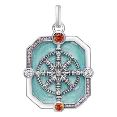 Pendentif Wheel of Karma Octogonal en Argent 925 & Pierres Multicolores - PE961-340-7 - Thomas Sabo
