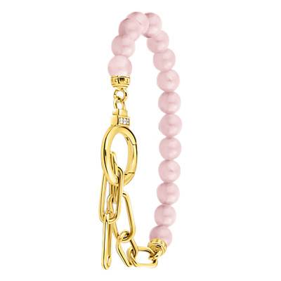 Bracelet Cosmic Amulets en Plaqué Or Jaune, Quartz Rose & Zircones, Longueur 16 à 19 cm, Largeur 7,00 mm - A2134-414-9 - Thomas Sabo