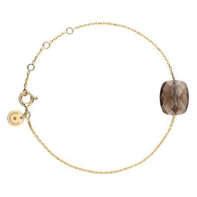 750 Yellow Gold & Cushion Smoky Quartz Bracelet, 17 cm - Morganne Bello