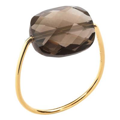 Bague Quartz Fumé Coussin & Or Jaune 750 - Morganne Bello