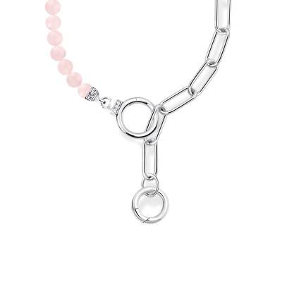 Collier Cosmic Amulets en Argent 925, Quartz Rose & Zircones, Longueur 42 à 47 cm - KE2193-035-9 - Thomas Sabo