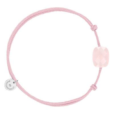 Cord 925 Silver & Cushion Pink Quartz Bracelet, Adjustable Length - Morganne Bello