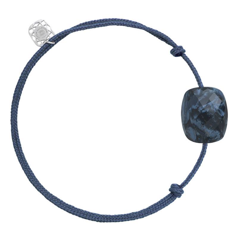 Cord 925 Silver & Blue Pietersite Cushion Bracelet, Adjustable Length - Morganne Bello