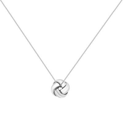 Collier Noeud en Or Blanc 375, Longueur 46 cm - Emanessence