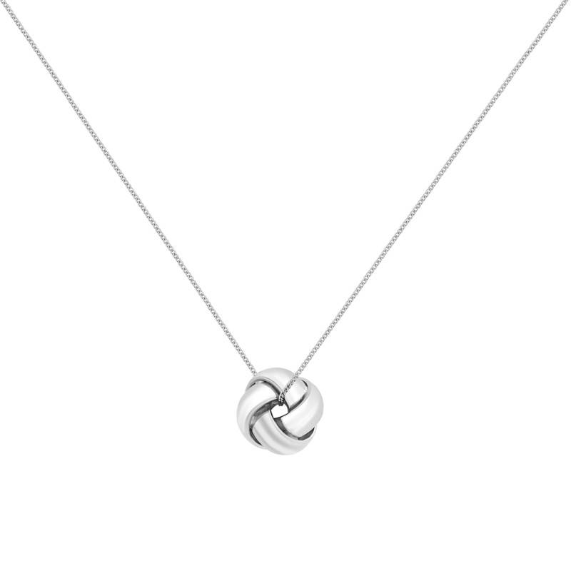 375/1000 White Gold Knot Necklace, 46 cm Length - Emanessence