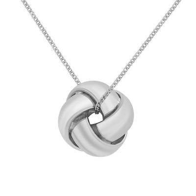 375/1000 White Gold Knot Necklace, 46 cm Length - Emanessence