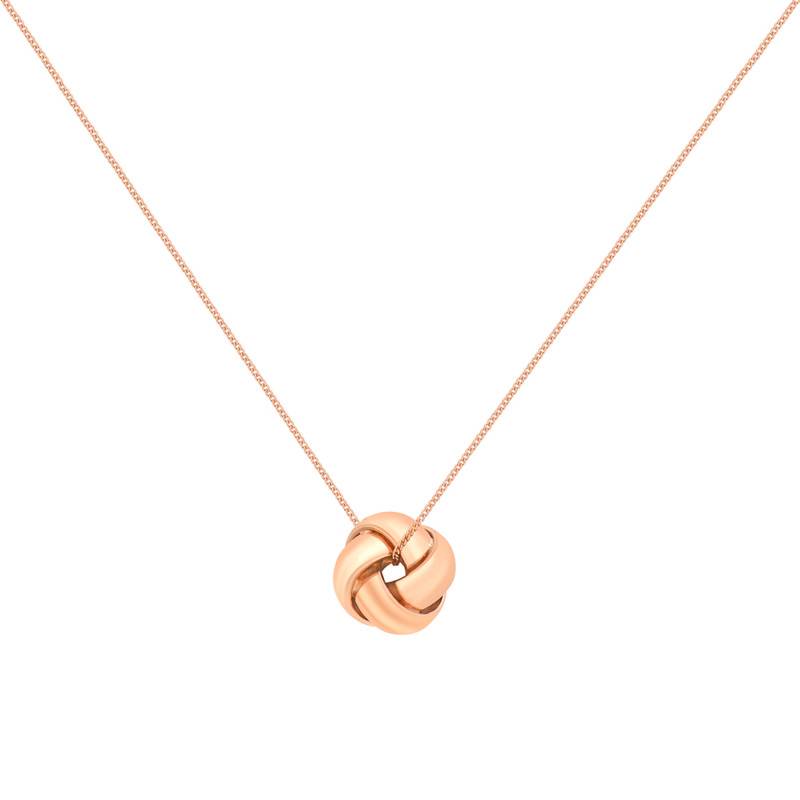 375/1000 Rose Gold Knot Necklace, 46 cm - Emanessence