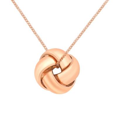 375/1000 Rose Gold Knot Necklace, 46 cm - Emanessence