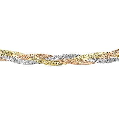 Collier Entrelacé en 3 Ors 375, Longueur 43 cm - Emanessence