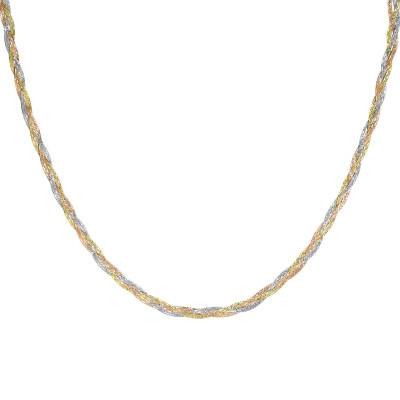 Collier Entrelacé en 3 Ors 375, Longueur 43 cm - Emanessence