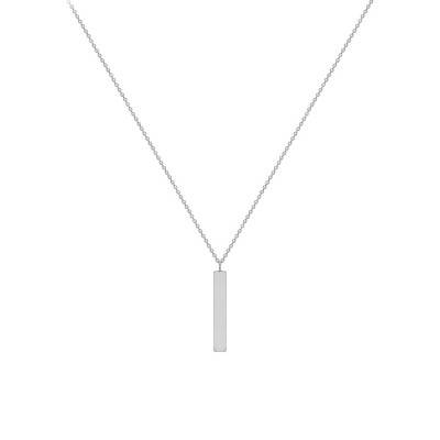 Collier Plaque en Or Blanc 375, Longueur 41 à 43 cm - Emanessence