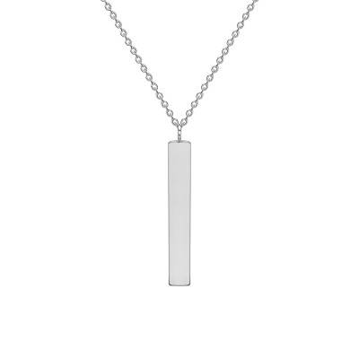 Collier Plaque en Or Blanc 375, Longueur 41 à 43 cm - Emanessence