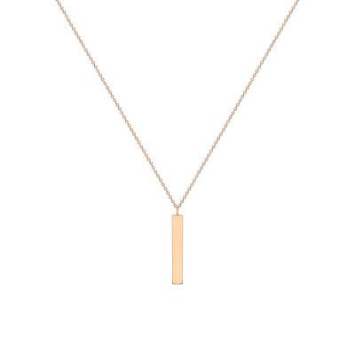 Collier Plaque en Or Rose 375, Longueur 41 à 43 cm - Emanessence