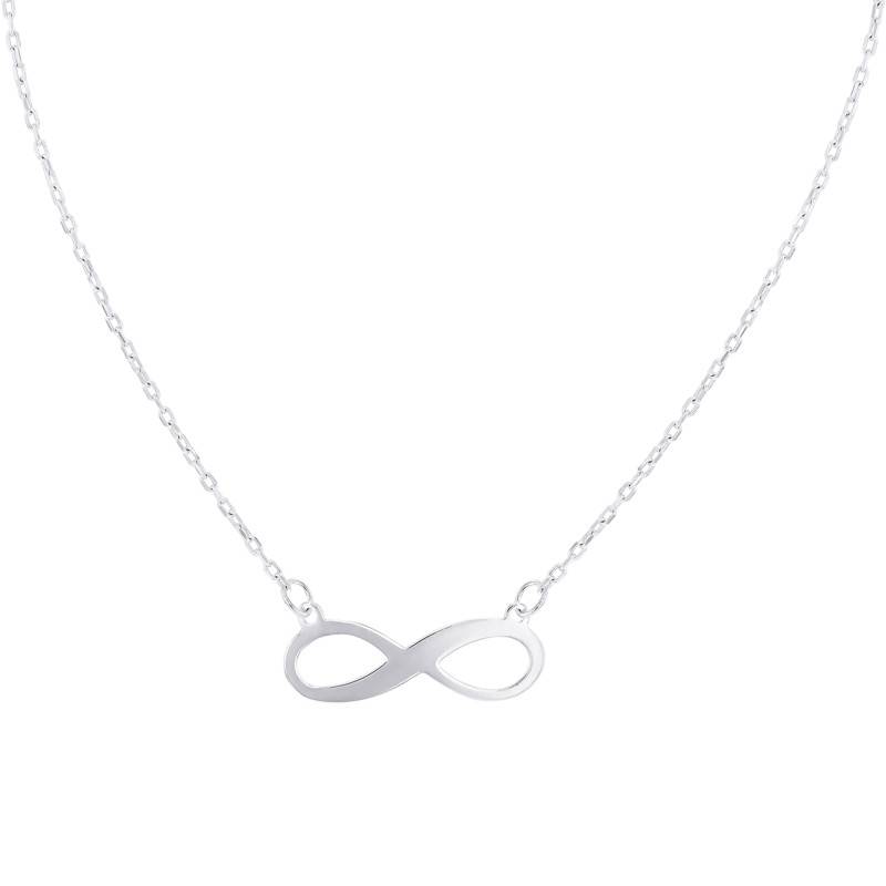 375/1000 White Gold Infinity Necklace, Length 41 cm to 46 cm - Emanessence