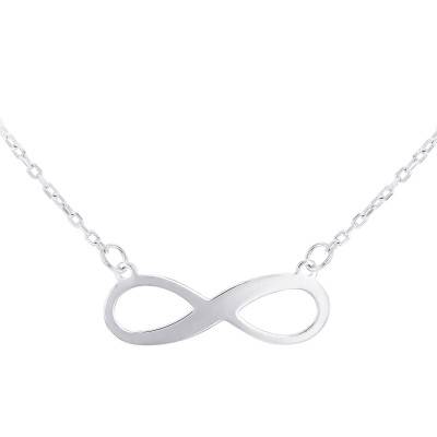375/1000 White Gold Infinity Necklace, Length 41 cm to 46 cm - Emanessence