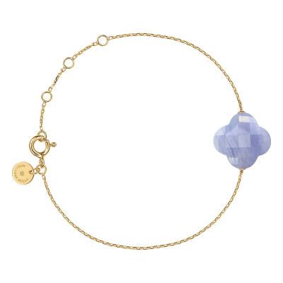 Bracelet Agate Trèfle & Or Jaune 750, Longueur 17 cm Ajustable - Morganne Bello