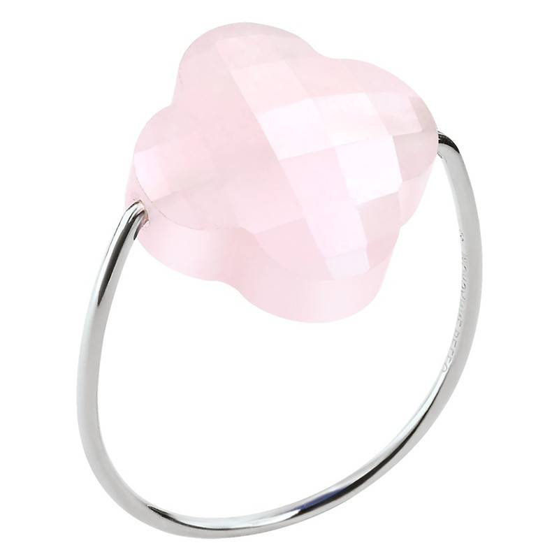 750 White Gold & Powdery Pink Quartz Clover Ring - Morganne Bello