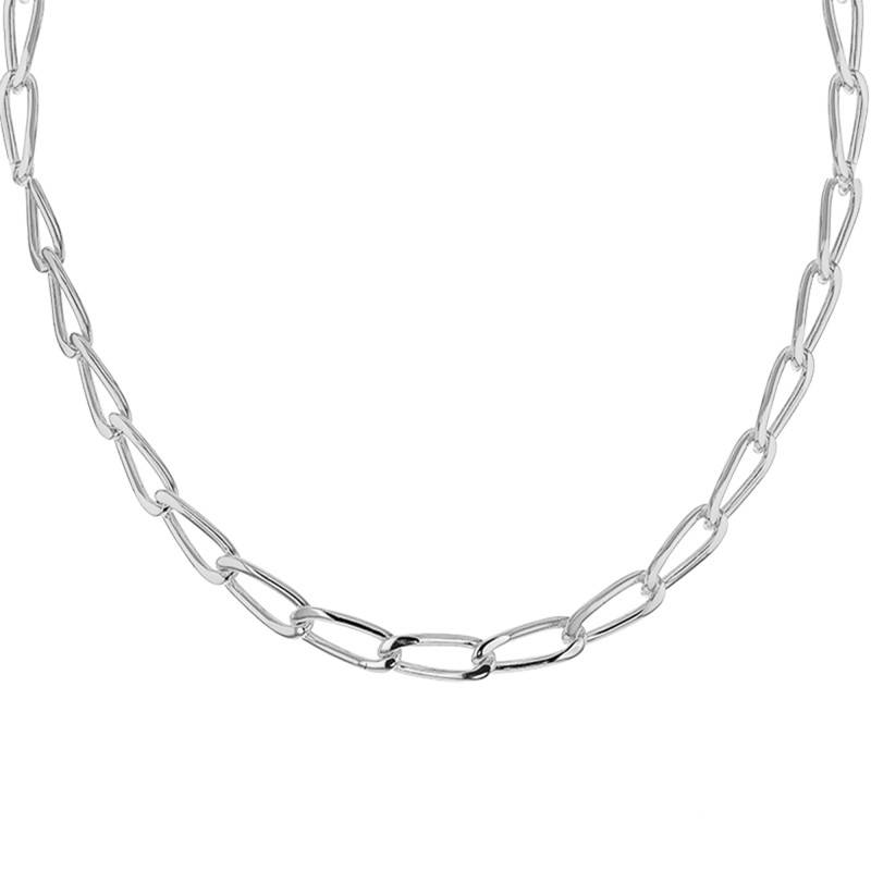 925/1000 Sterling Silver Oval Link Chain Necklace, 55 cm - Artemis