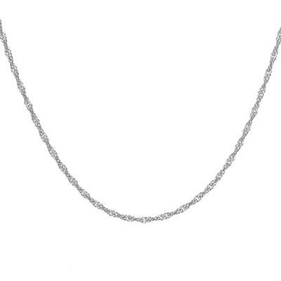 Chaîne Maille Gourmette Torsadée en Platine, Longueur 46 cm, Largeur 1,30 mm - Emanessence