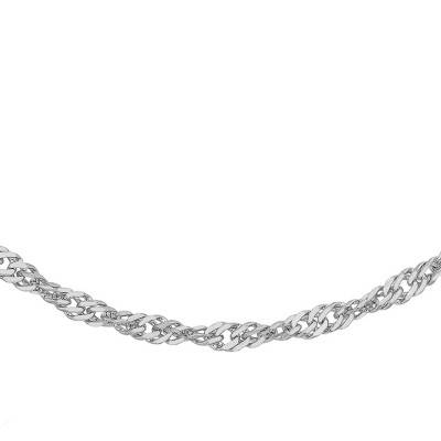Chaîne Gourmette Torsadée Platine, Longueur 46 cm, Largeur 1,30 mm - Emanessence