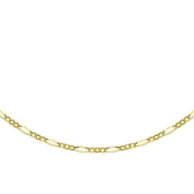 Chaîne Mailles Figaro Alternée Triple Or Jaune 375, Longueur 46 cm, Largeur 2,50 mm - Emanessence