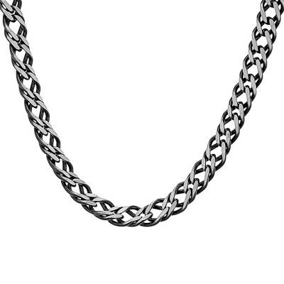 Collier Maille Double Argent Oxydé, Longueur 56 cm - Emanessence