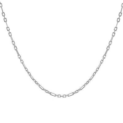Silver Figaro Chain Necklace, Length 41 cm to 51 cm, Width 2 mm - Emanessence