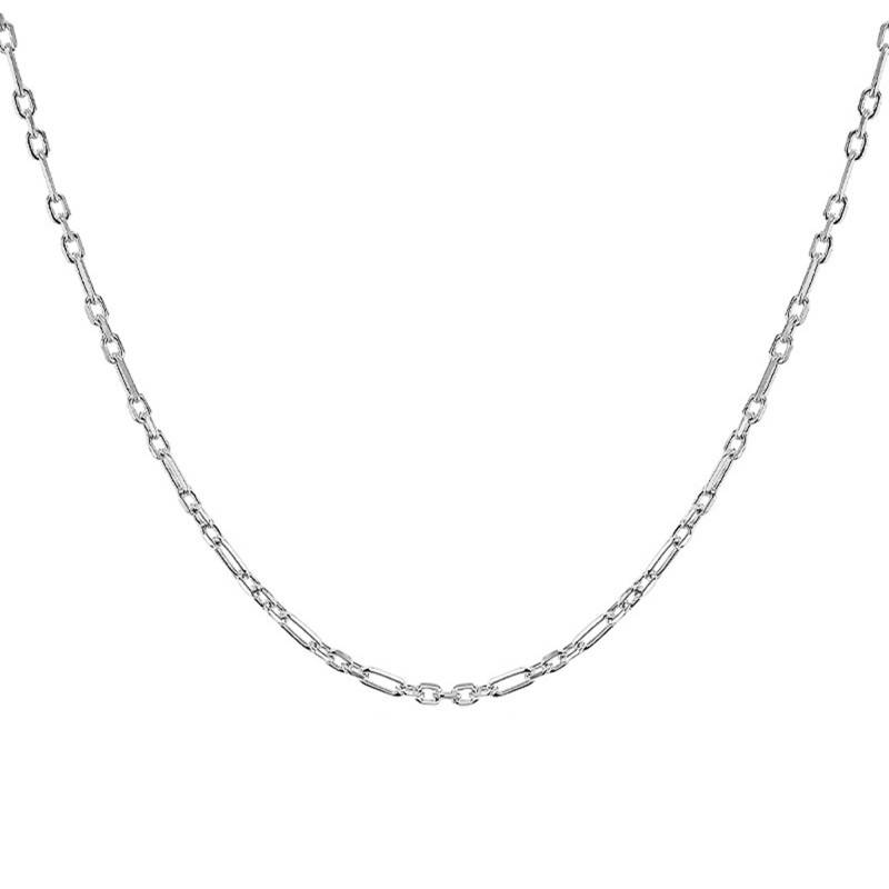 Silver Figaro Chain Necklace, Length 41 cm to 51 cm, Width 2 mm - Emanessence
