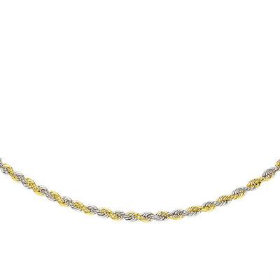 Chaine Corde Bicolore Or Jaune 375, Longueur 50 cm, Largeur 2,20 mm - Emanessence