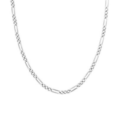 Chaîne Maille Cheval Alternée Triple, Or Blanc 375, Largeur 1,40 et 2,00 mm et Longueur 40 cm - Manillon