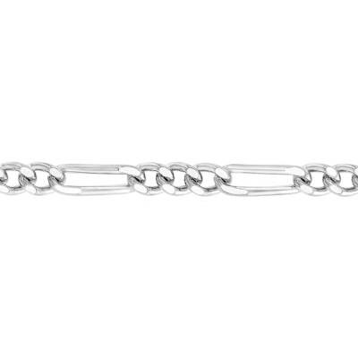 Chaîne Maille Cheval Alternée Triple, Or Blanc 375, Largeur 1,40 et 2,00 mm et Longueur 40 cm - Manillon