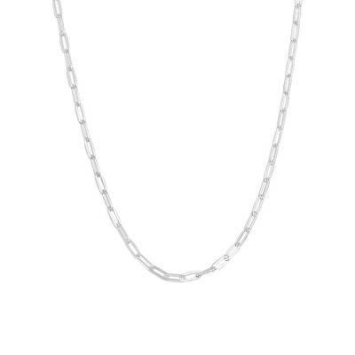 Silver Elongated Rectangular Link Chain, Length 42 cm or 45 cm, Width 2.50 mm - Manillon
