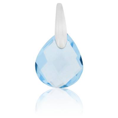 Pendentif Goutte Topaze Bleue en Or Blanc 750 - Les Valentines