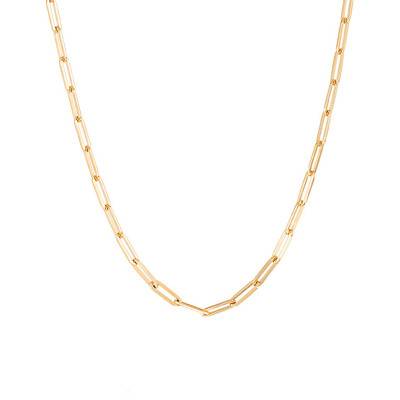Gold-Plated Rectangular Link Chain, 42 cm to 45 cm Length, 3.50 mm Width - Manillon