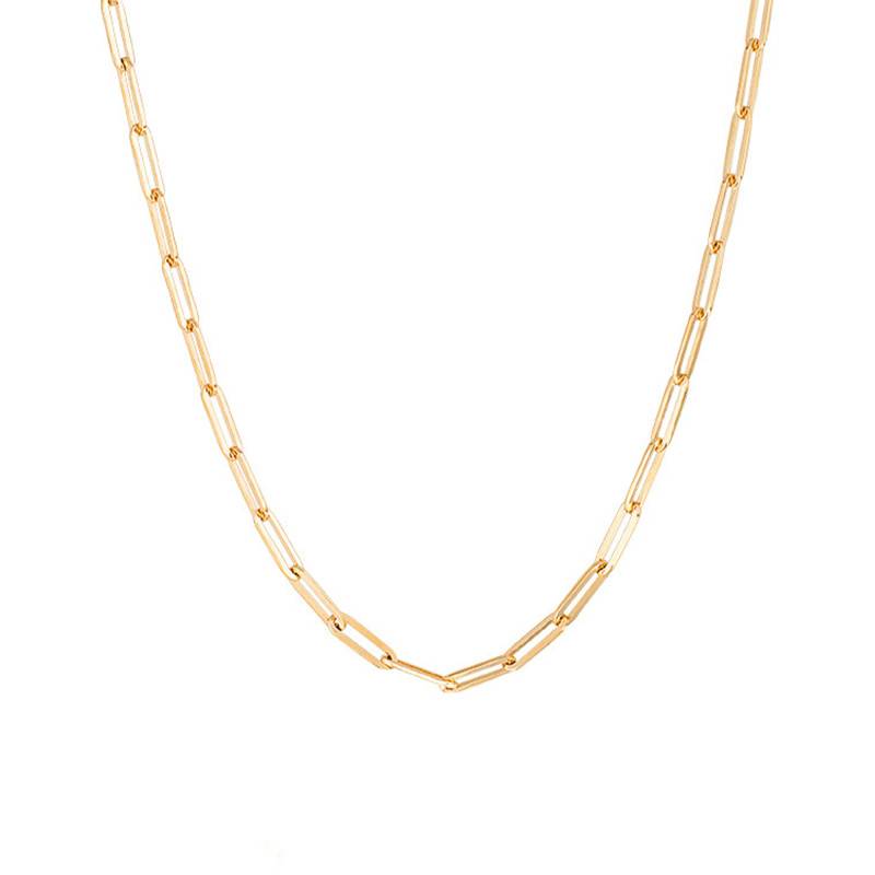 Gold-Plated Rectangular Link Chain, 42 cm to 45 cm Length, 3.50 mm Width - Manillon