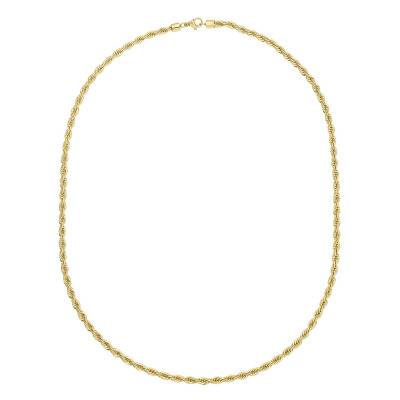 Gold-Plated Steel Twisted Rope Chain Nahïl, 55 cm Long, 3 mm Wide - Phebus